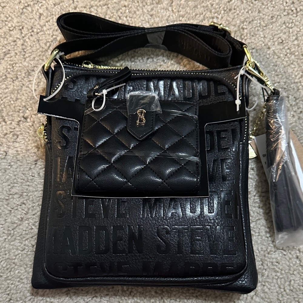Steve Madden Embossed Black Crossbody Bag